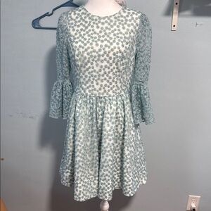 Floral Patterned Dress with Bell Sleeves